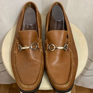 Sandrino Cordova Leather Loafers Classic Tan with Silver Horsebit Hardware